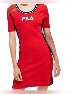 Fila Urban Outfitters Womens Dress Retro Short Sleeve Red Blue Size Medium